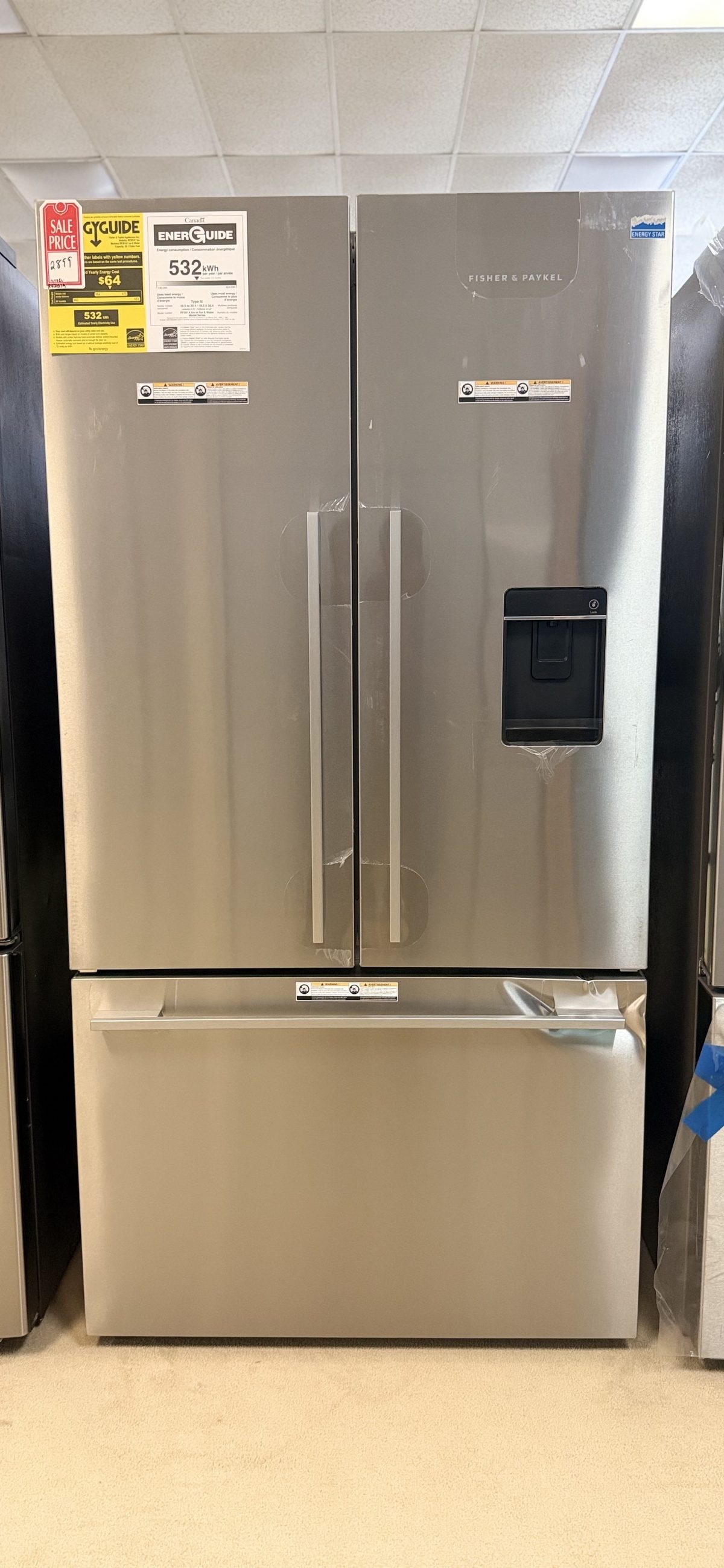 ファーネル　ブリンキー Fisher & Paykel* 20.1 Cu. Ft. French Door Refrigerator – Stainless