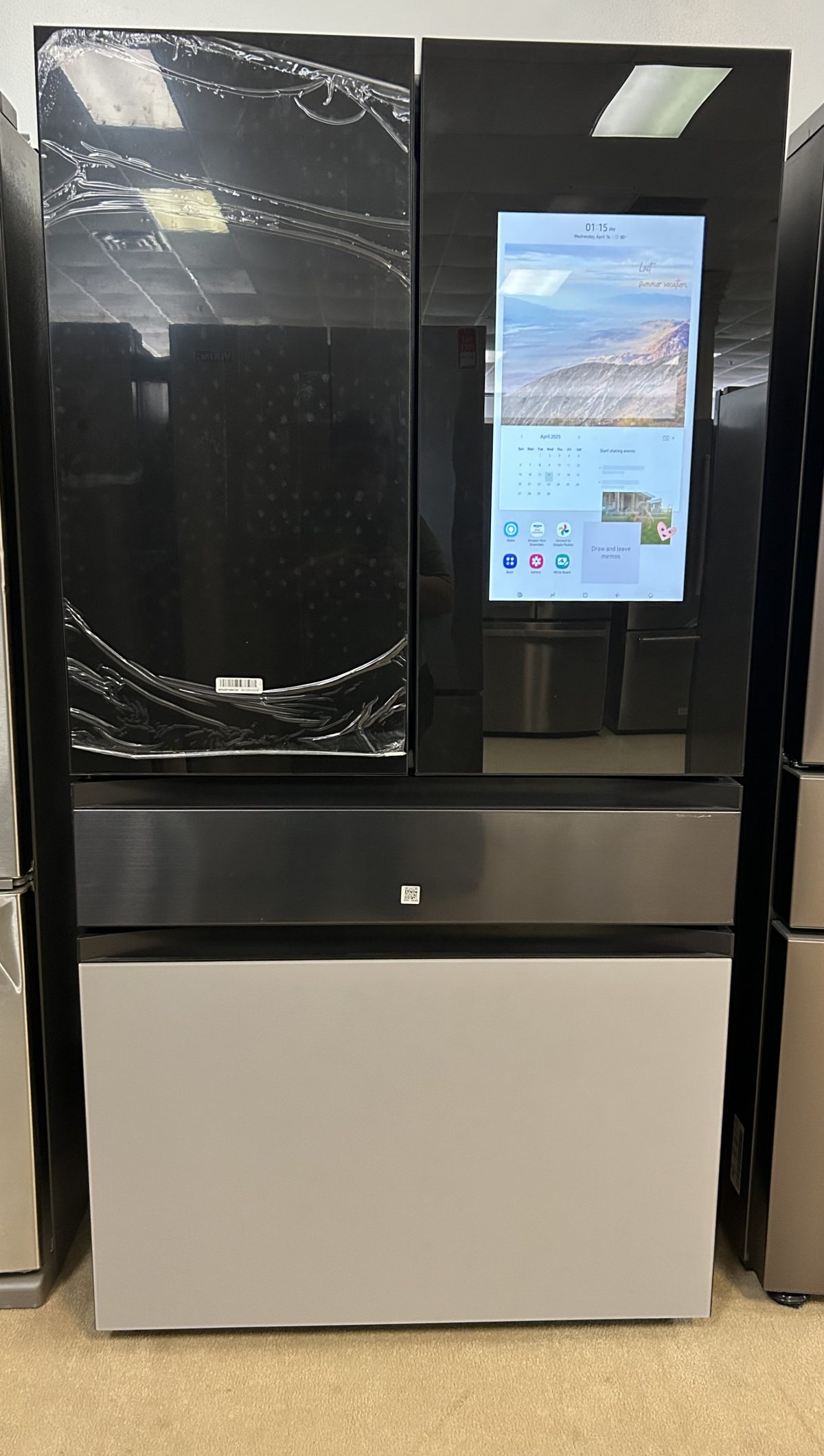 Samsung - Open Box BESPOKE 23 cu. ft. 4-Door French Door Counter Depth Smart Refrigerator with Beverage Center - Custom Panel Ready