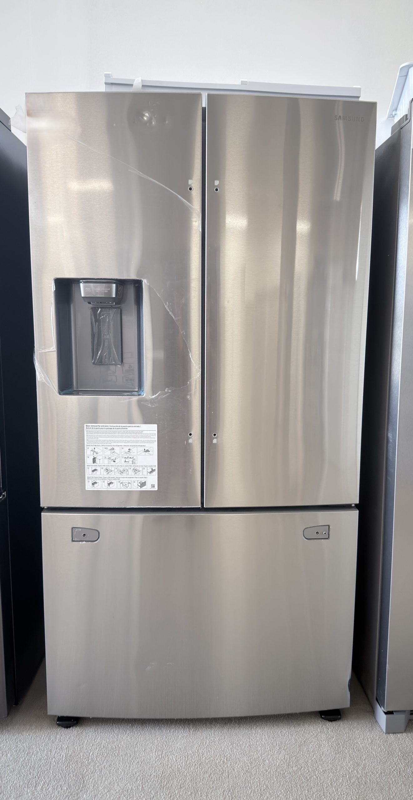 SAMSUNG* 27 cu. ft. Large Capacity 3-Door French Door Refrigerator with External Water & Ice Dispenser in Stainless Steel