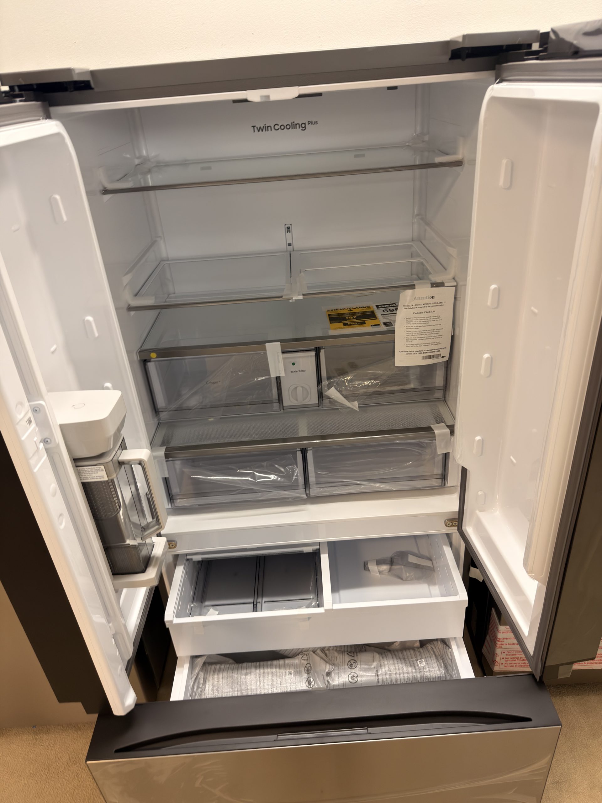 Samsung* - BESPOKE 30 cu. ft. 3-Door French Door Smart Refrigerator with AutoFill Water Pitcher - Stainless Steel - Image 2