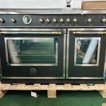 Bertazzoni Heritage Series 48 In. Dual Fuel Range, 6 Brass Burners and Griddle, Electric Self-Clean Oven in Matte Black