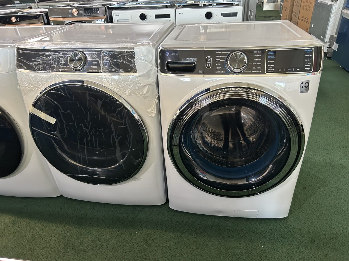 Package - GE Profile - 5.3 Cu. Ft. High-Efficiency Stackable Smart Front Load Washer with Steam and UltraFresh Vent System+ With OdorBlock and 7.8 Cu. Ft. Stackable Smart Electric Dryer with Steam and Sanitize Cycle - White