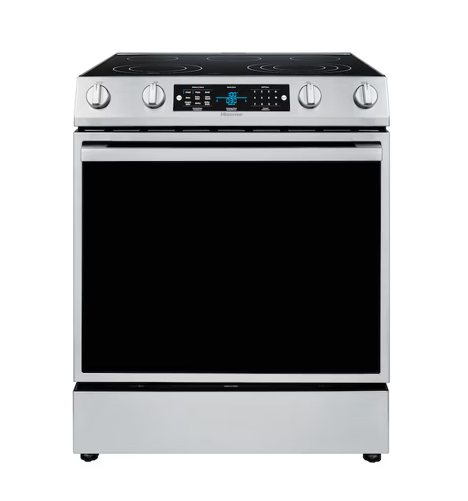 Hisense Ultra Fast-preheating True Convection 30-in Glass Top 5 burners 5.8-cu ft Air Fry Convection Oven Slide-In Electric Range ( Stainless Steel )