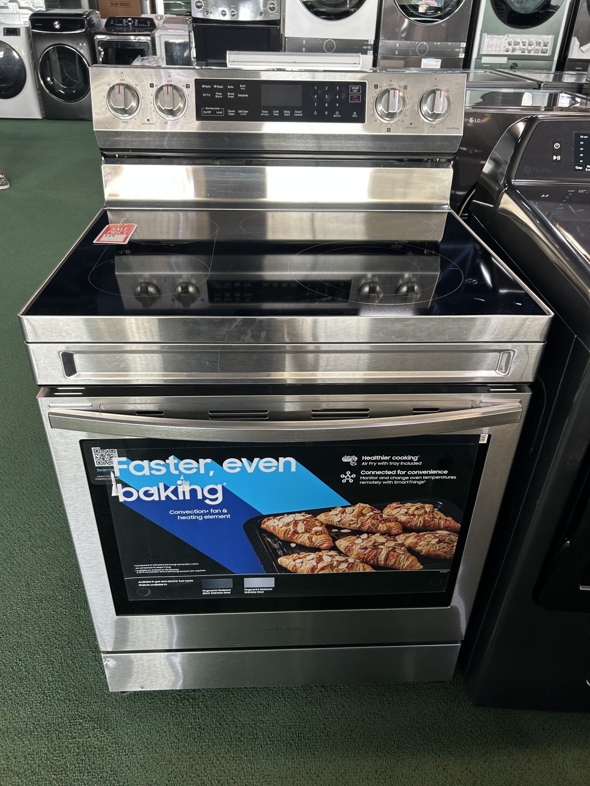 Samsung - 6.3 cu. ft. Freestanding Electric Convection+ Range with WiFi, No-Preheat Air Fry and Griddle - Stainless Steel