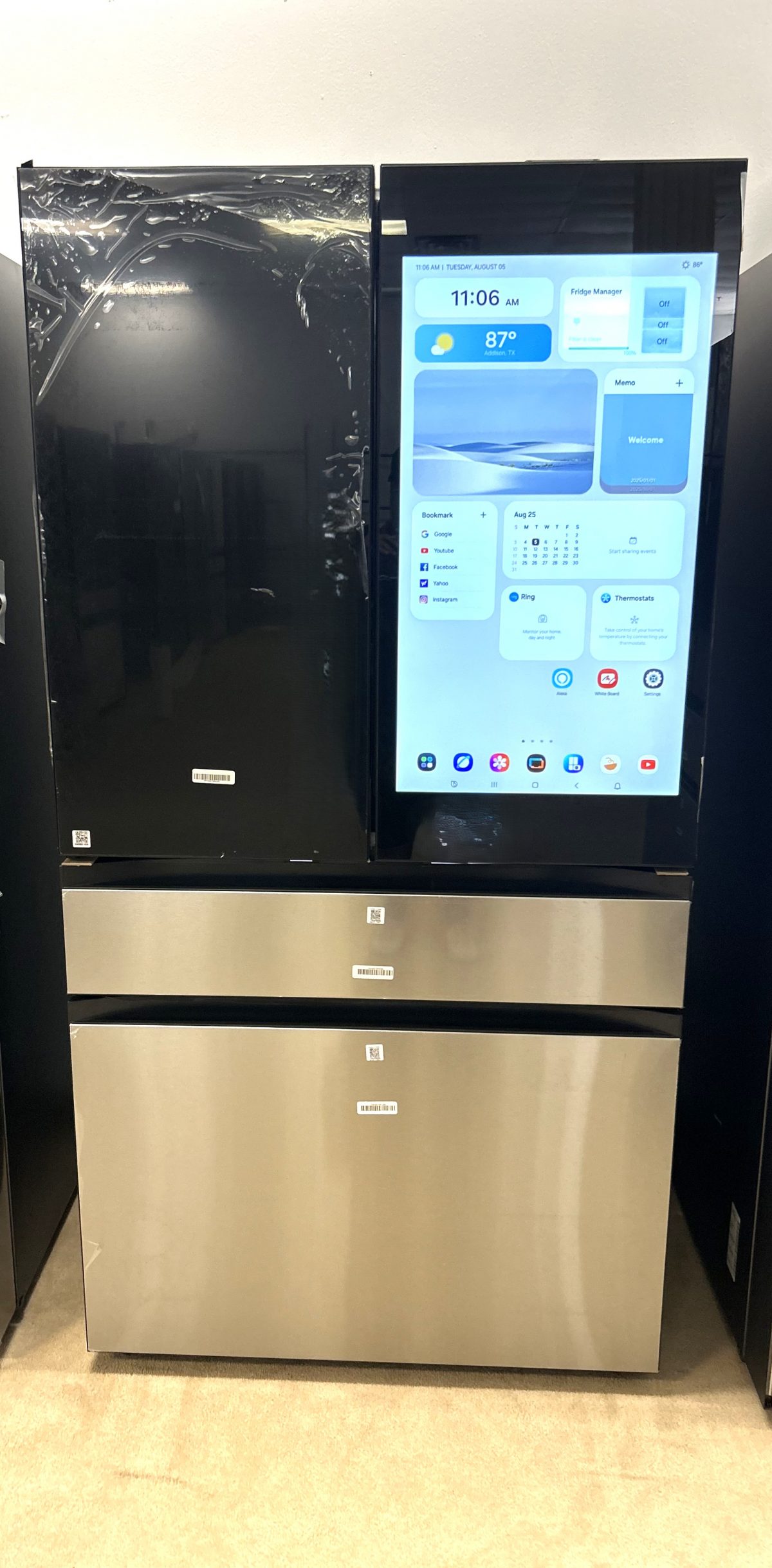 Samsung - Bespoke 23 cu. ft. Counter Depth 4-Door French Door Refrigerator with AI Family Hub™+ & AI Vision Inside
