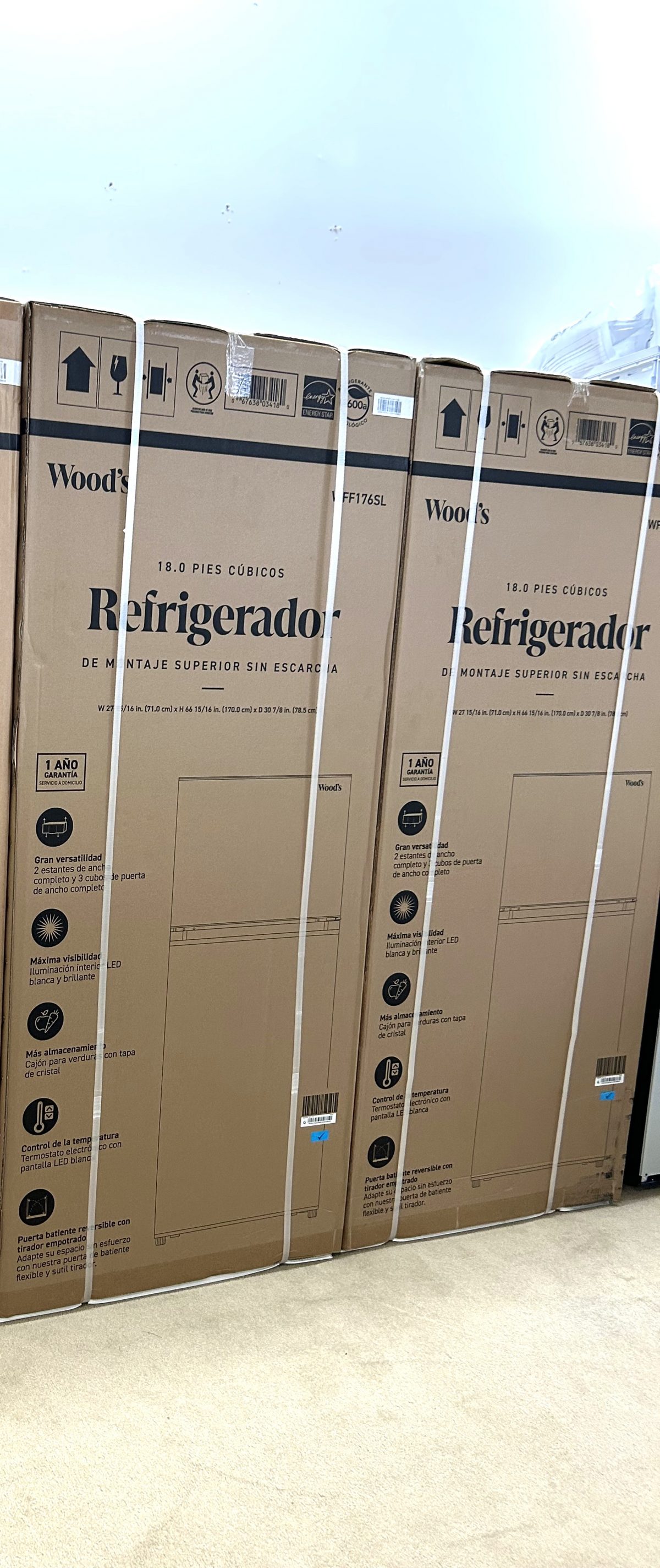 Woods 18.0 cu. ft. Top Mount Frost-Free Fridge in Stainless Steel Look - Image 2