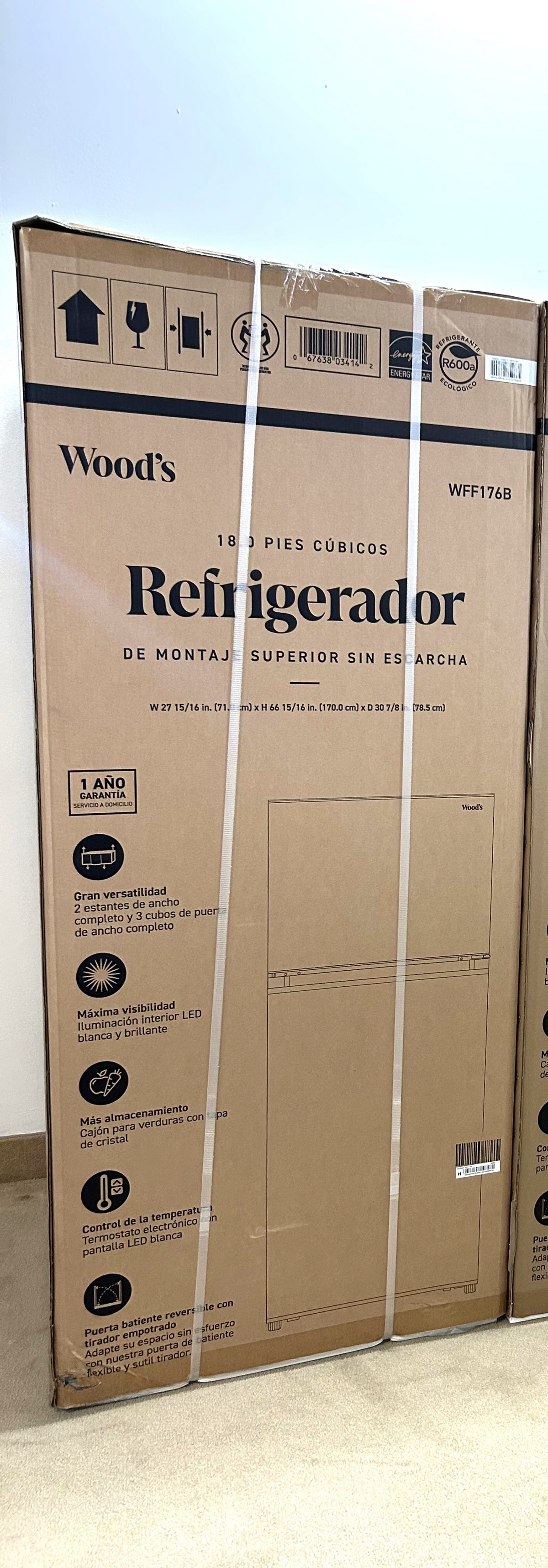 Woods 18.0 cu. Ft. Top Mount Frost-Free Fridge in Black - Image 3