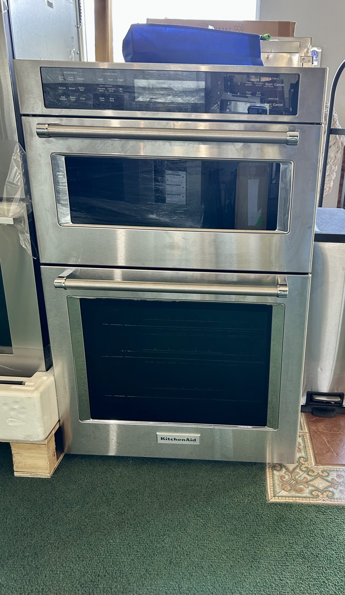 KitchenAid - 27" Built-In Electric Convection Double Wall Combination with Microwave and Air Fry Mode - Stainless Steel - Open Box - Fair