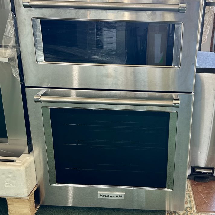 KitchenAid - 27" Built-In Electric Convection Double Wall Combination with Microwave and Air Fry Mode - Stainless Steel - Open Box - Fair