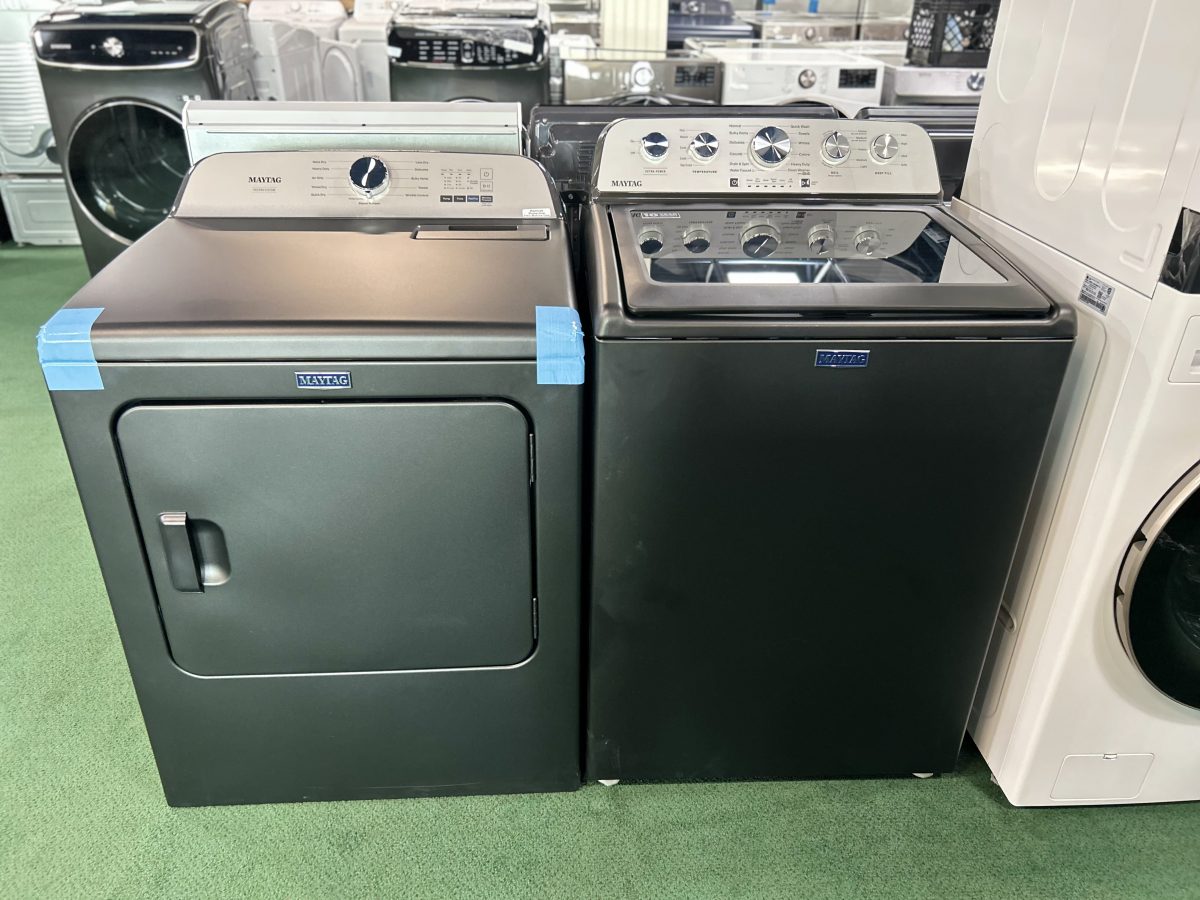 Maytag 4.7 Cu. Ft. Top Load Agitator Washer and 7.0 Cu. Ft. Electric Dryer Laundry Pair in Black