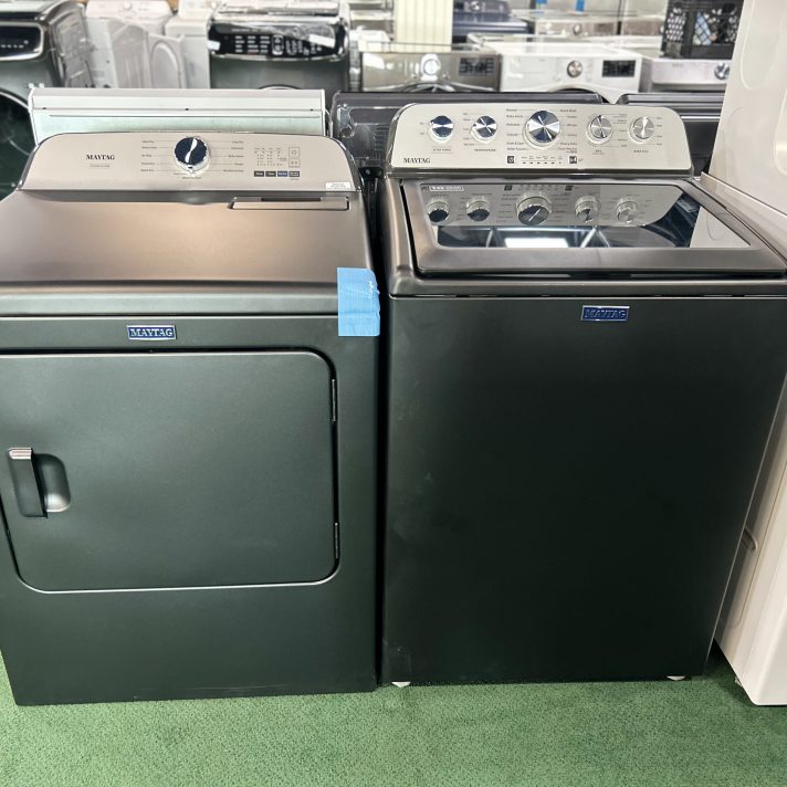 Maytag 4.7 Cu. Ft. Top Load Agitator Washer and 7.0 Cu. Ft. Electric Dryer Laundry Pair in Black