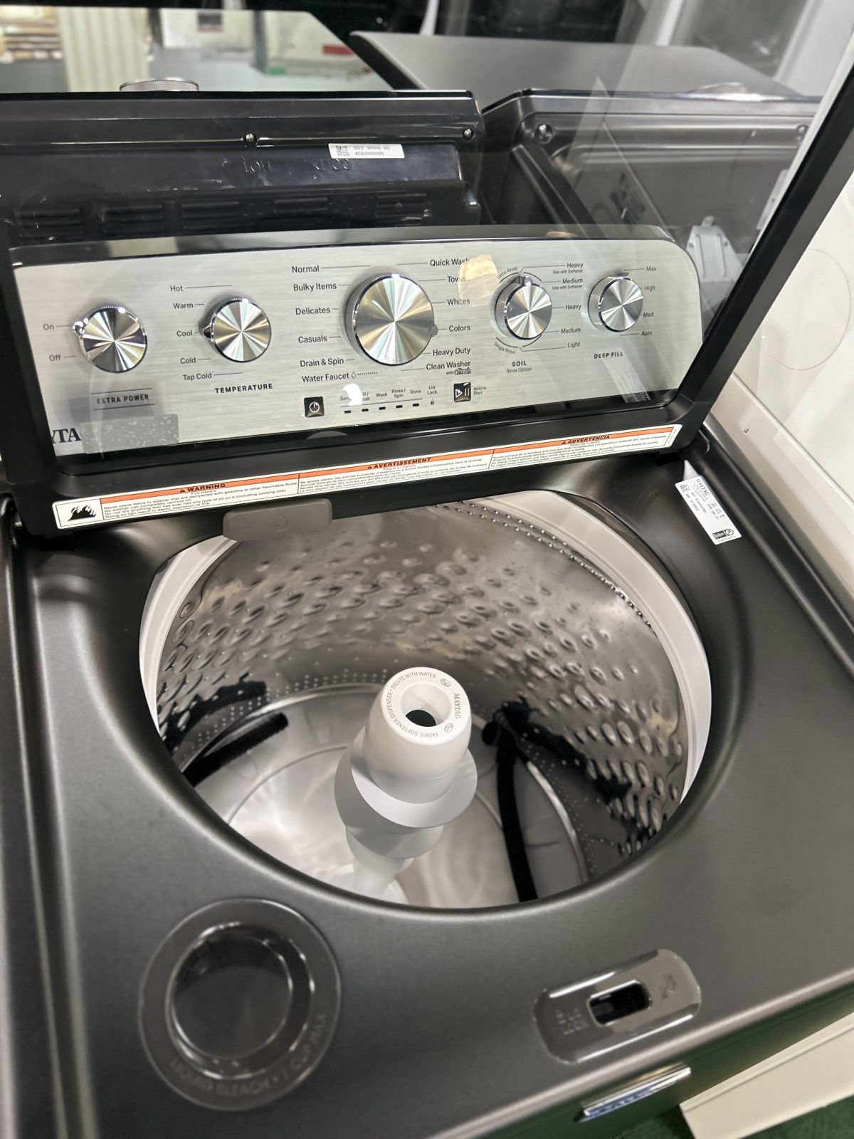 Maytag 4.7 Cu. Ft. Top Load Agitator Washer and 7.0 Cu. Ft. Electric Dryer Laundry Pair in Black - Image 2