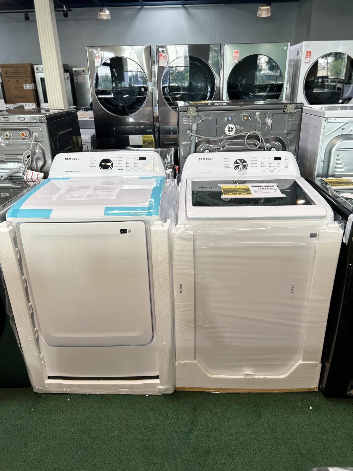 Samsung Extra High Water Level Impeller Top-Load Washer & Electric Dryer Set