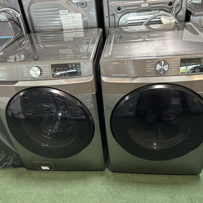 Samsung Stackable Front-Load Washer & Vented Electric Dryer Set in Platinum