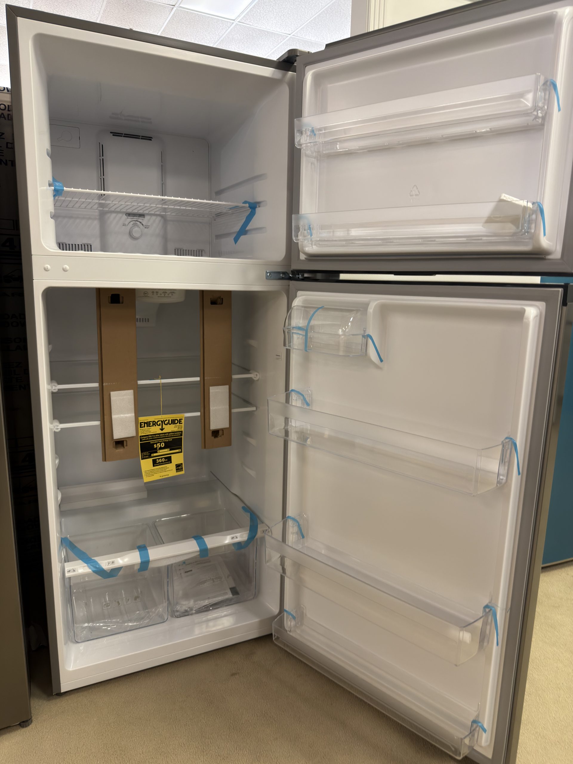 Woods* 18.0 cu. ft. Top Mount Frost-Free Fridge in Stainless Steel Look - Image 2