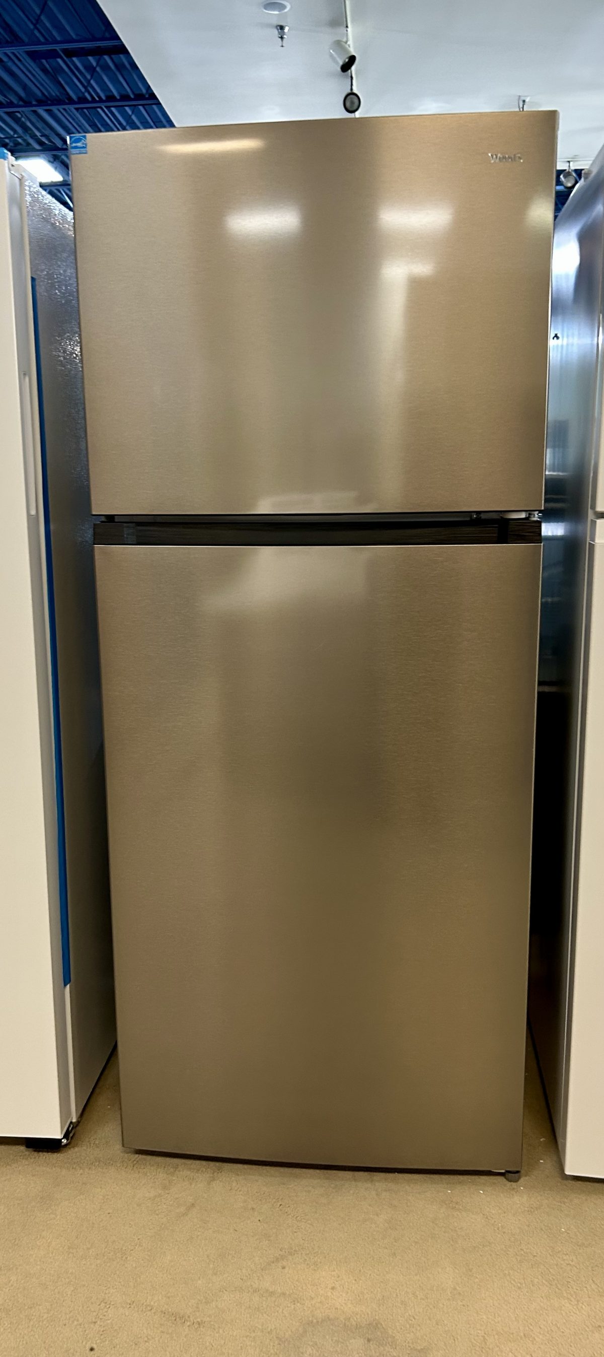 Woods 18.0 cu. ft. Top Mount Frost-Free Fridge in Stainless Steel Look