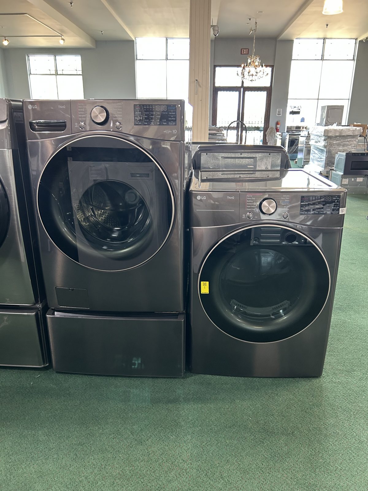LG- Side-by-Side Front Load Washer and Electric Dryer Set in Black Steel