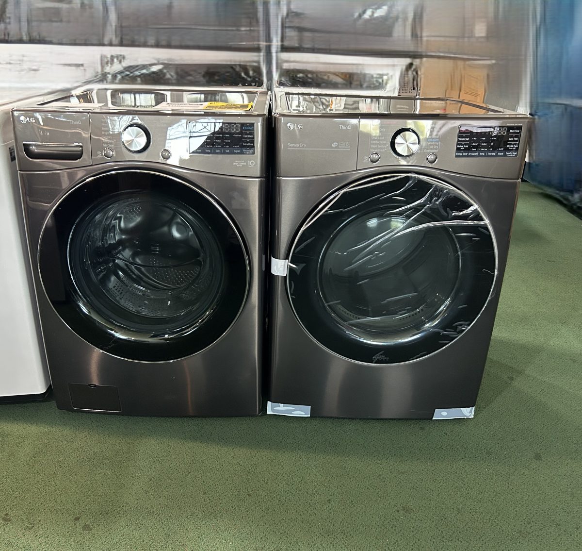 LG 27 Inch Wide 5 Cu. Ft. Front Load Washer and 7.4 Cu. Ft. Front Load Electric Dryer Laundry Pair with TurboSteam
