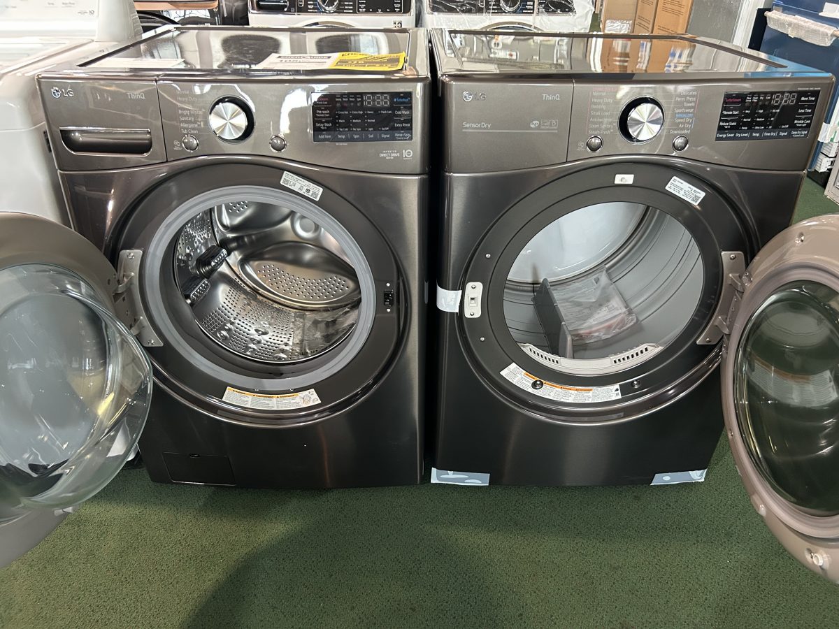 LG 27 Inch Wide 5 Cu. Ft. Front Load Washer and 7.4 Cu. Ft. Front Load Electric Dryer Laundry Pair with TurboSteam - Image 2