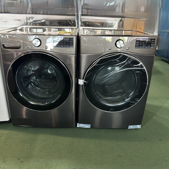 LG 27 Inch Wide 5 Cu. Ft. Front Load Washer and 7.4 Cu. Ft. Front Load Electric Dryer Laundry Pair with TurboSteam