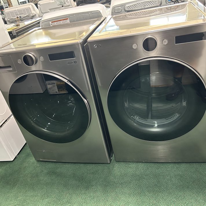 LG Smart Front Load Set Washer with Electric Smart Dryer Graphite Steel.