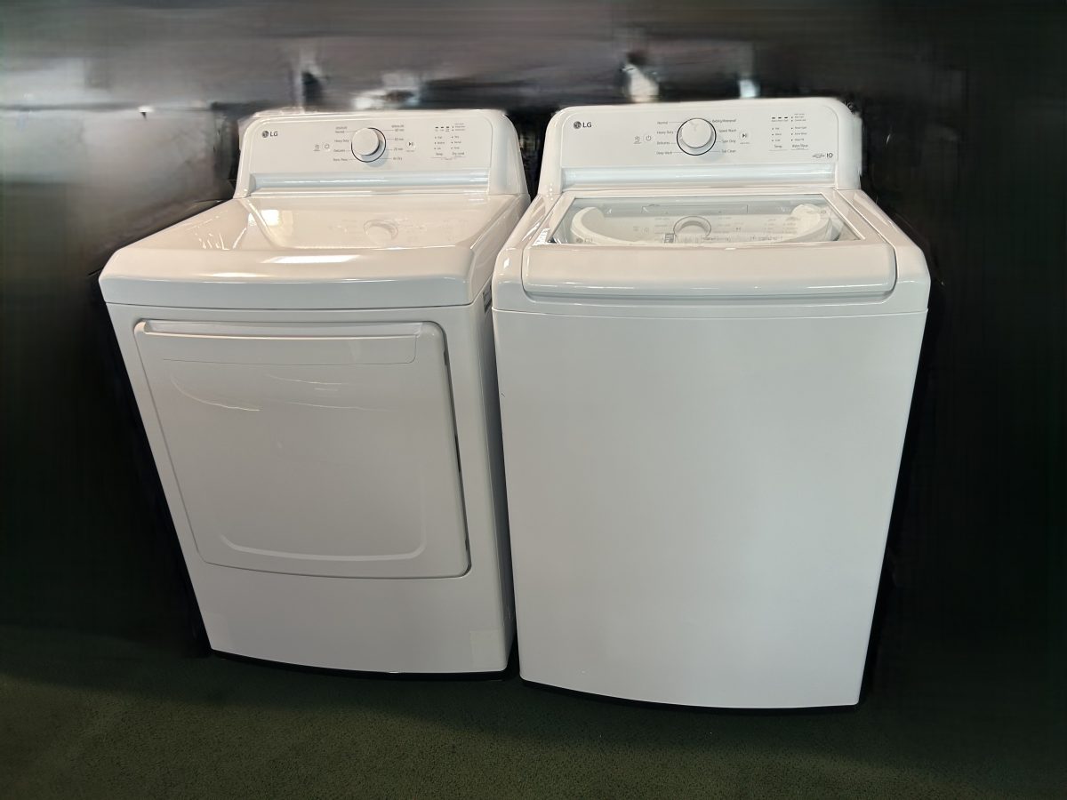 LG Side-by-Side Top Load Washer and Electric Dryer Set in White