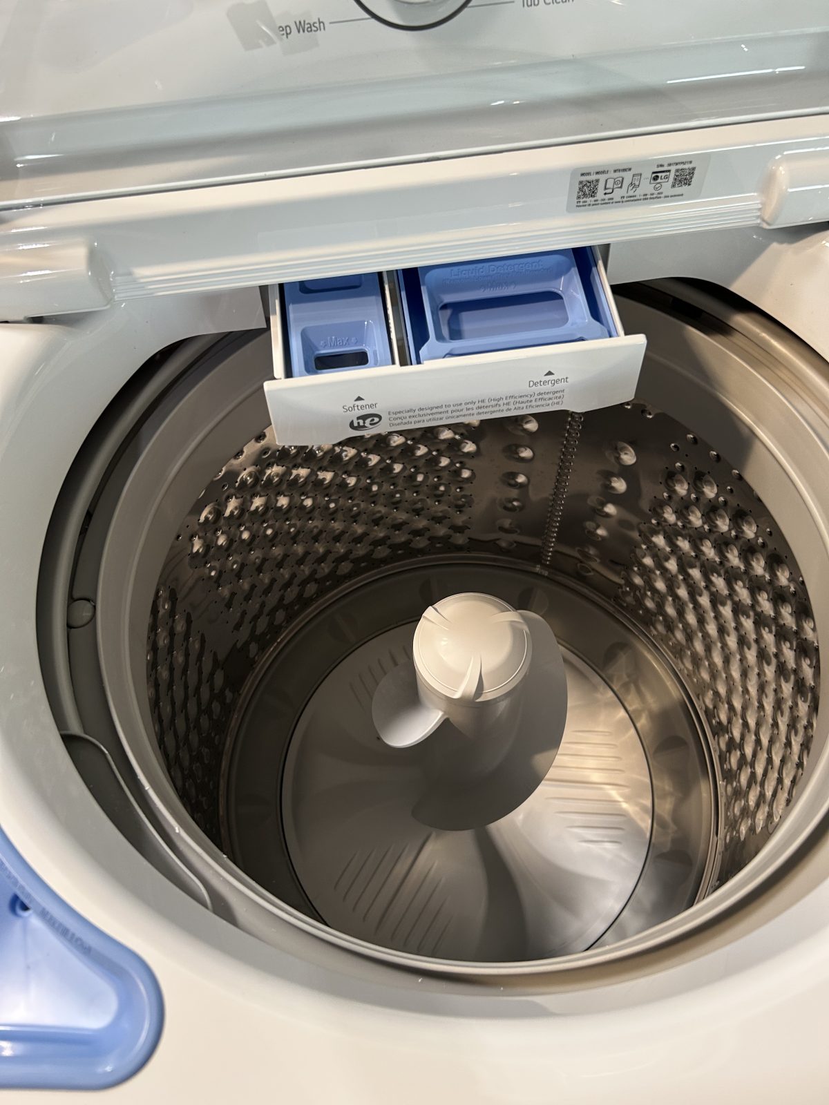 LG Side-by-Side Top Load Washer and Electric Dryer Set in White - Image 3