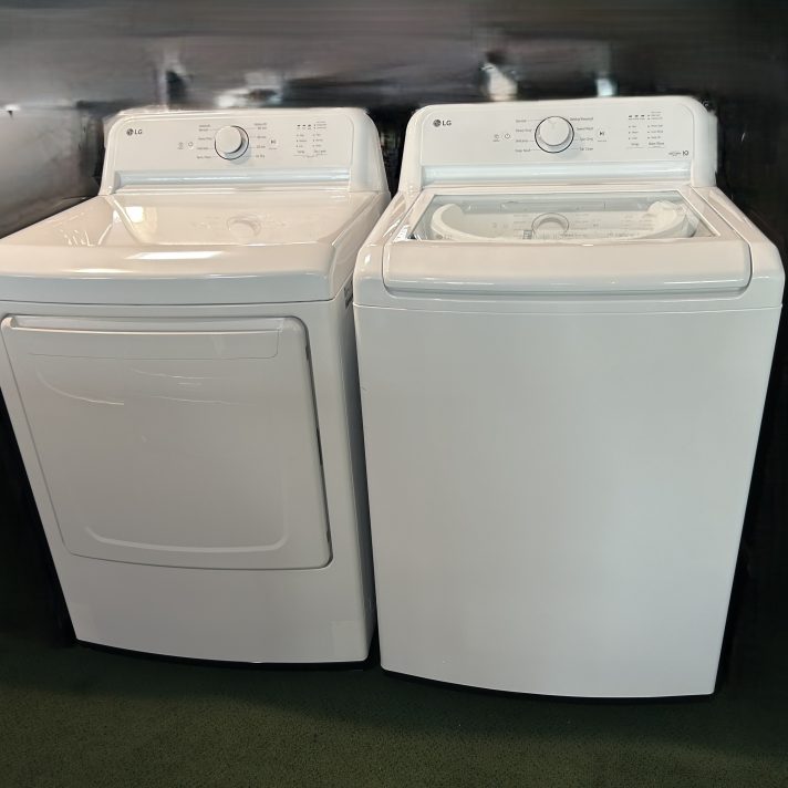 LG Side-by-Side Top Load Washer and Electric Dryer Set in White