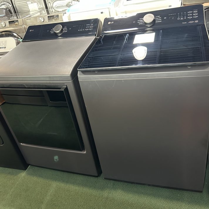 Package - LG - 5.5 Cu. Ft. High Efficiency Smart Top Load Washer with EasyUnload and 7.3 Cu. Ft. Smart Electric Dryer with EasyLoad Door - Matte Black