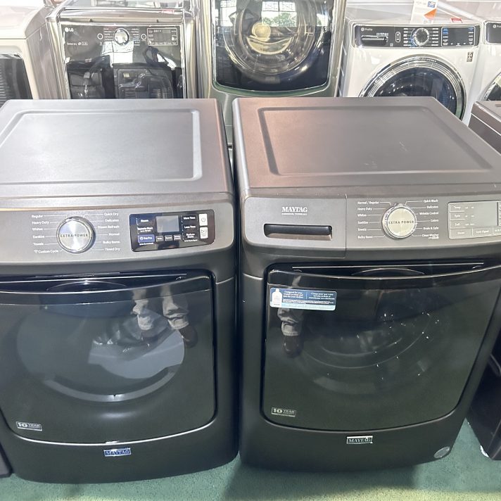 Maytag  Side-by-Side Front Load Washer and Electric Dryer Set in Black