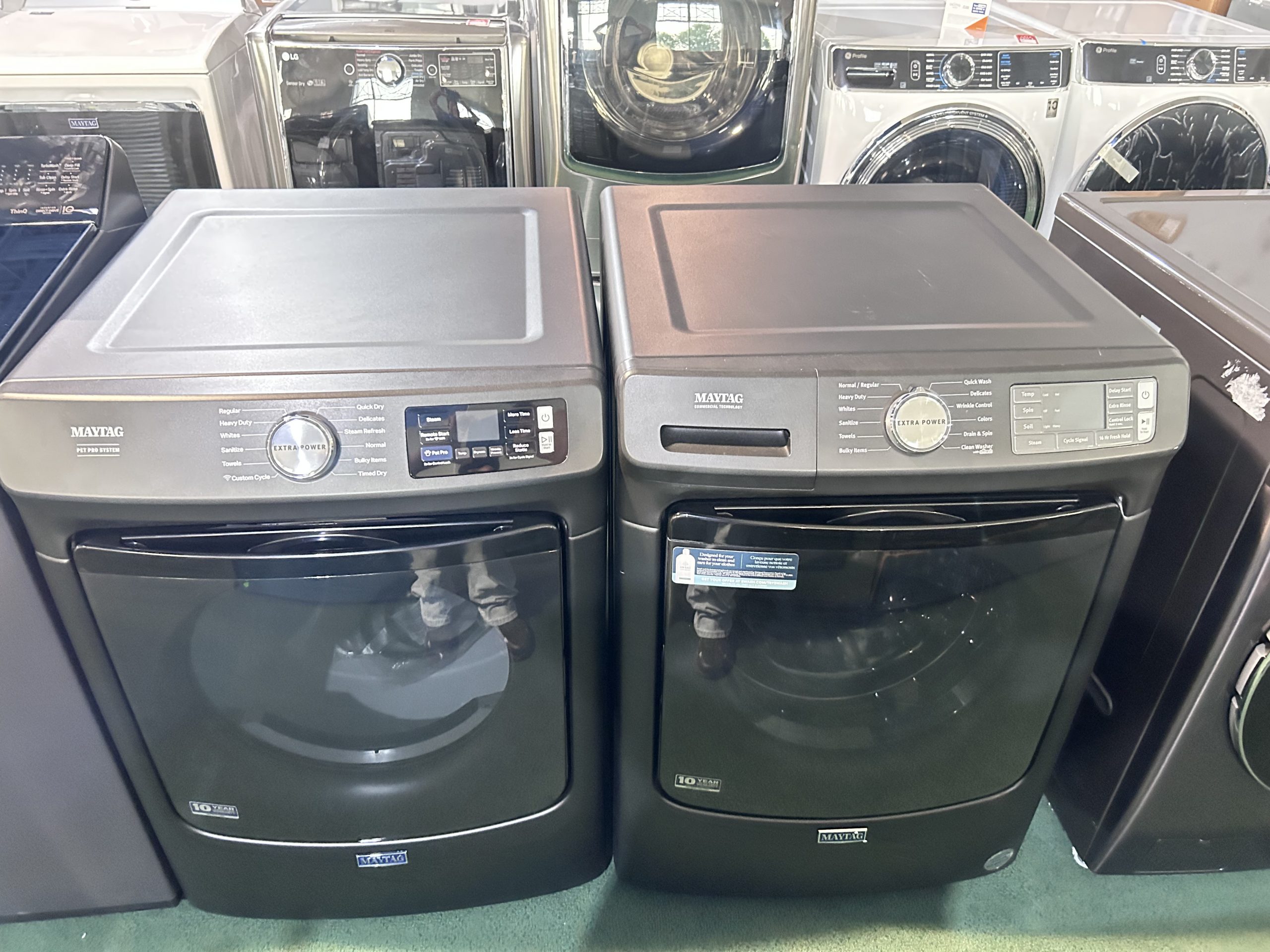 Maytag  Side-by-Side Front Load Washer and Electric Dryer Set in Black