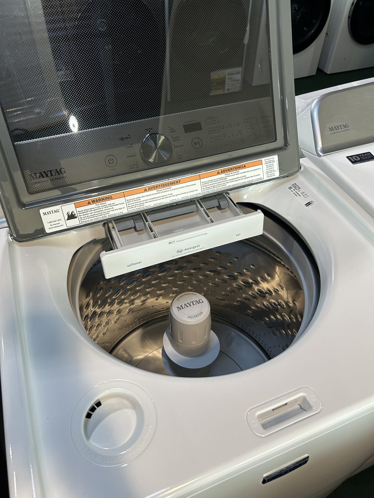 Maytag 5.3 Cu. Ft. Smart Top Load Washer and 7.4 Cu. Ft. Smart Electric Top Load Dryer Laundry Pair in White - Image 2