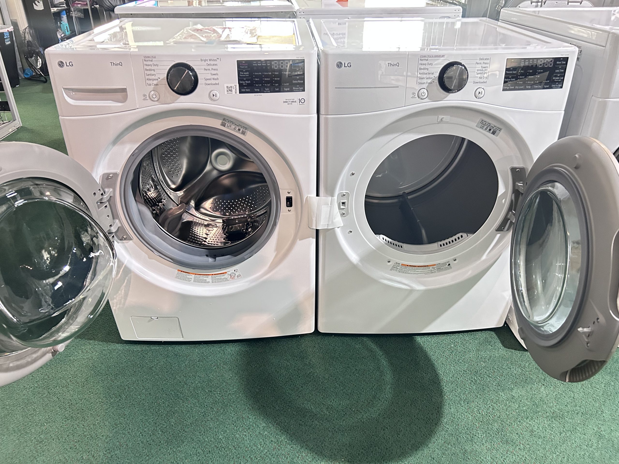 LG - Side-by-Side Front Load Washer and Electric Dryer Set in White - Image 2