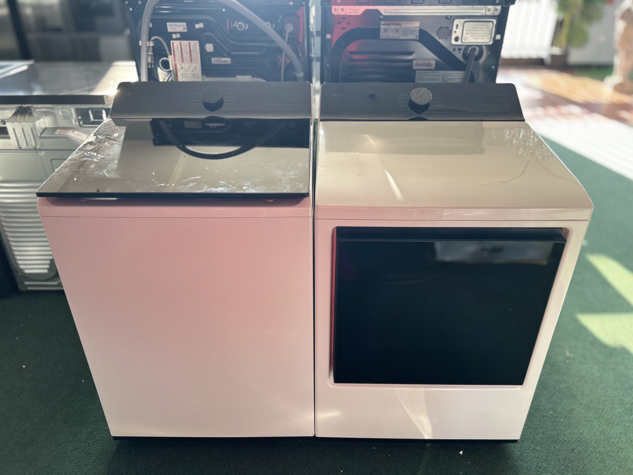 Package - LG - 5.5 Cu. Ft. High Efficiency Smart Top Load Washer with EasyUnload and 7.3 Cu. Ft. Smart Electric Dryer with EasyLoad Door - Alpine White