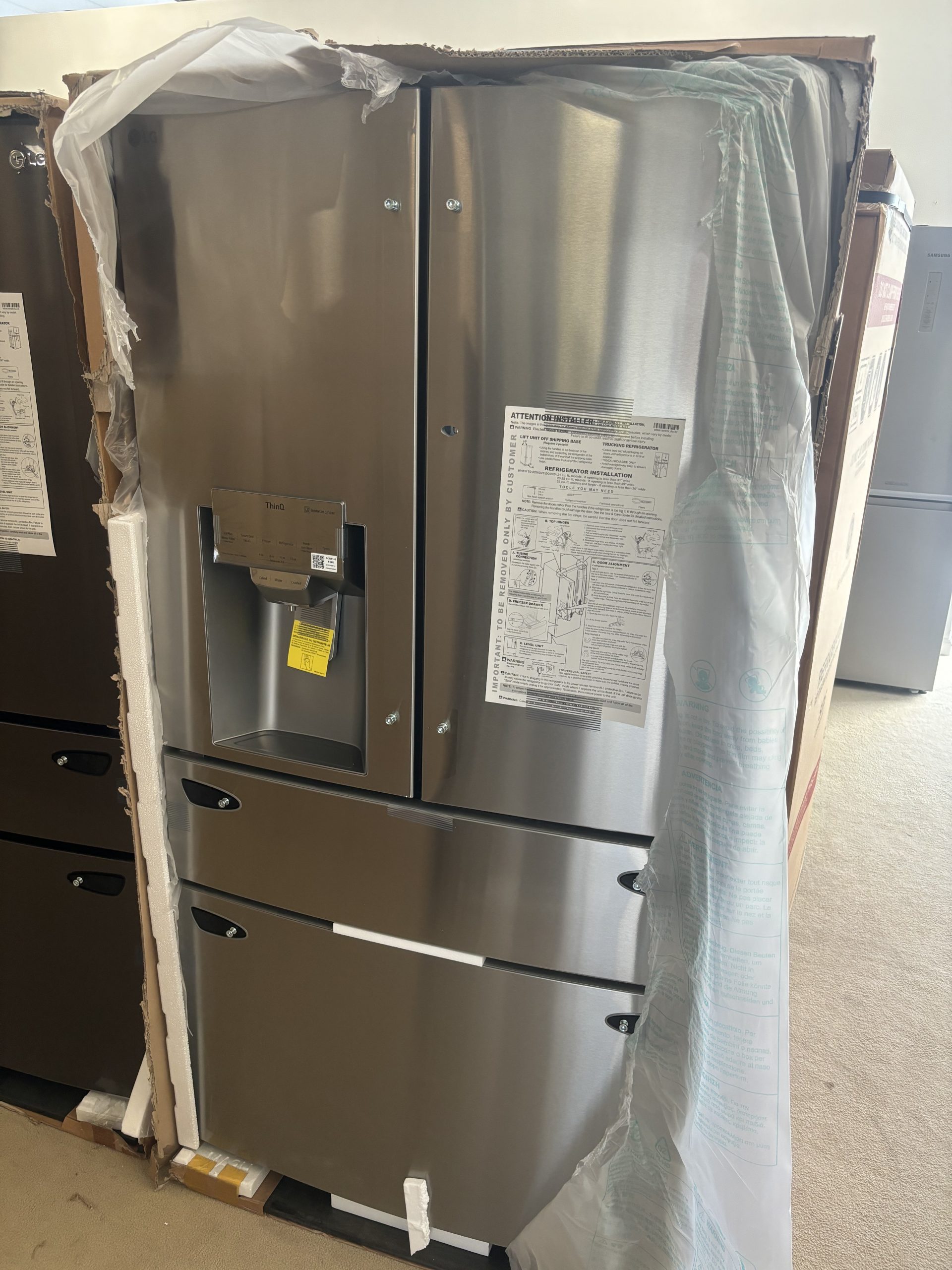 LG - 22.5 Cu. Ft. 4-Door French Door-in-Door Counter-Depth Smart Refrigerator with Craft Ice - Stainless Steel