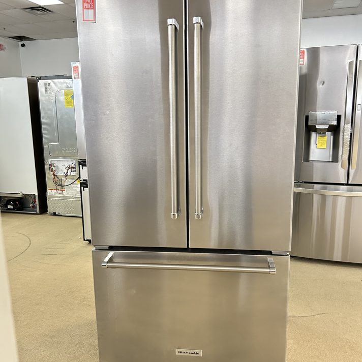 KitchenAid - 22 cu. ft. 36-Inch Width Counter Depth French Door Refrigerator with Interior Dispense - Stainless Steel