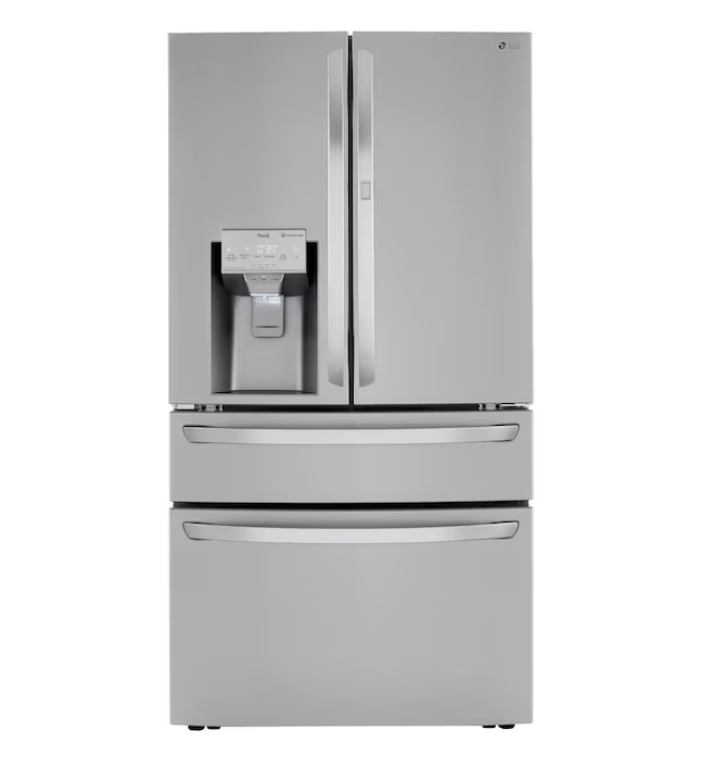 LG - 22.5 Cu. Ft. 4-Door French Door-in-Door Counter-Depth Smart Refrigerator with Craft Ice - Stainless Steel