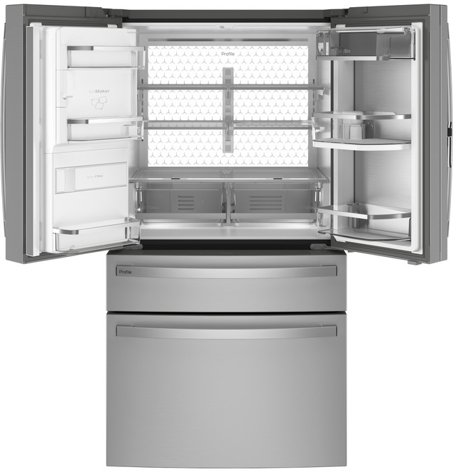 GE Profile - 22.3 Cu. Ft. 4-Door French Door Counter-Depth Smart Refrigerator with Door-in-Door Storage - Stainless Steel - Image 3