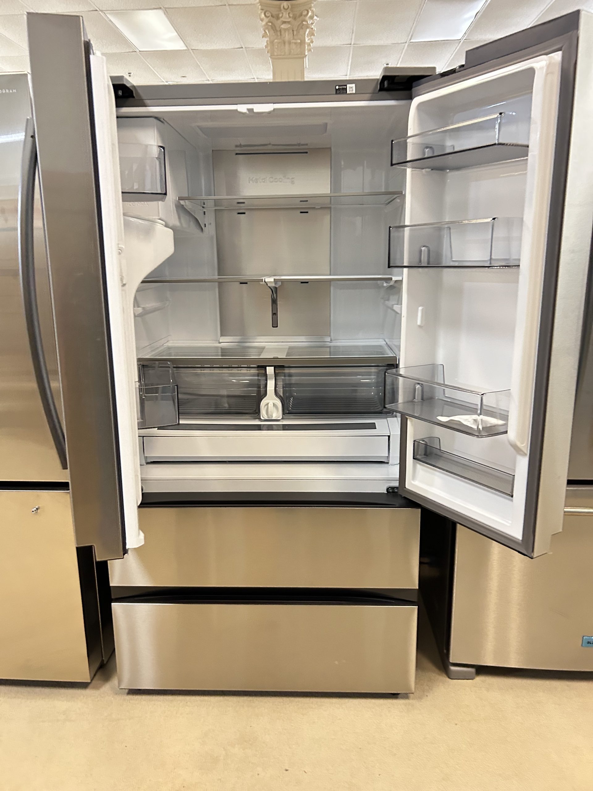 Samsung - 25 cu. ft. 4-Door French Door Counter Depth Smart Refrigerator with Four Types of Ice - Stainless Steel - Image 2