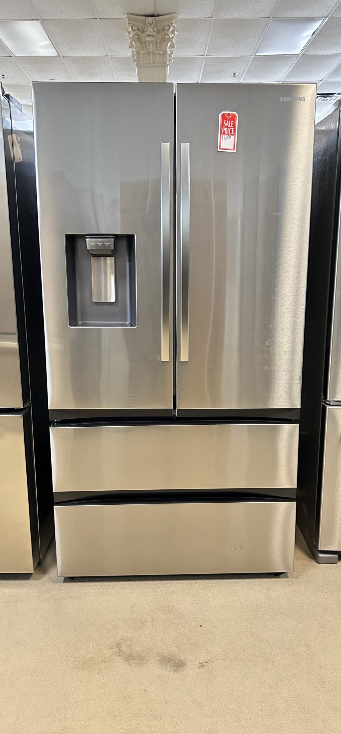 Samsung - 25 cu. ft. 4-Door French Door Counter Depth Smart Refrigerator with Four Types of Ice - Stainless Steel