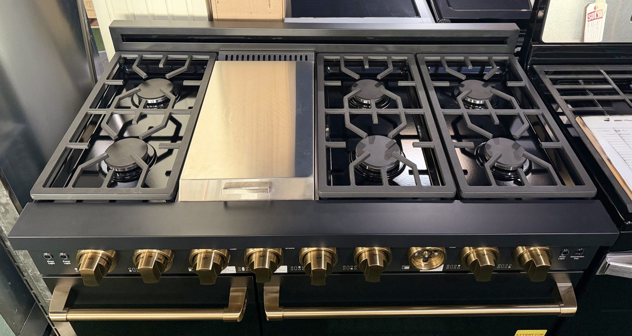 Thor* Kitchen Gordon Ramsay Collection 48'' 6.8 Cu. Ft Freestanding Liquid Propane Gas Range with Bronze Hardware - Black - Image 2