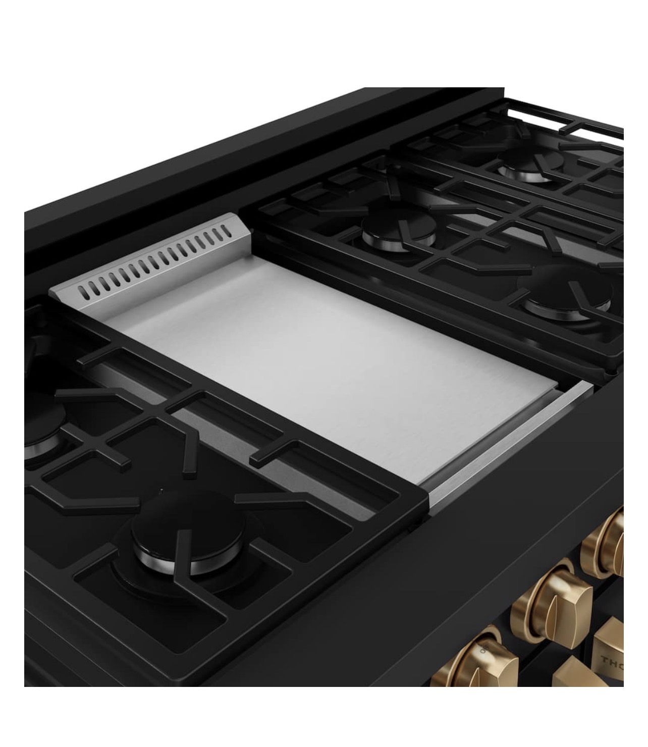 Gordon Ramsay Series by Thor Kitchen 48'' 6.8 Cu. Ft Freestanding Liquid Propane Gas Range with Bronze Hardware - Black - Image 3