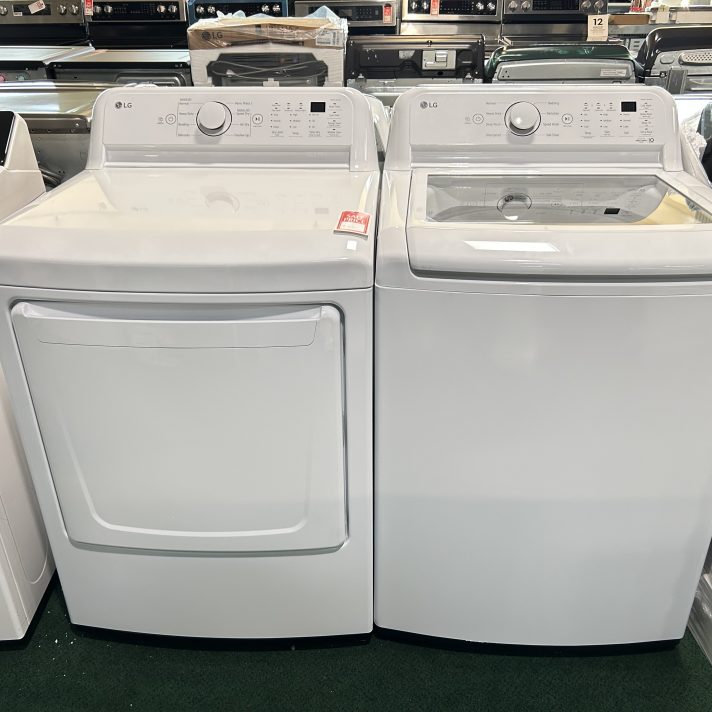 Package - LG - 4.3 Cu. Ft. High-Efficiency Top Load Washer with TurboDrum Technology and 7.3 Cu. Ft. Electric Dryer with Sensor Dry - White