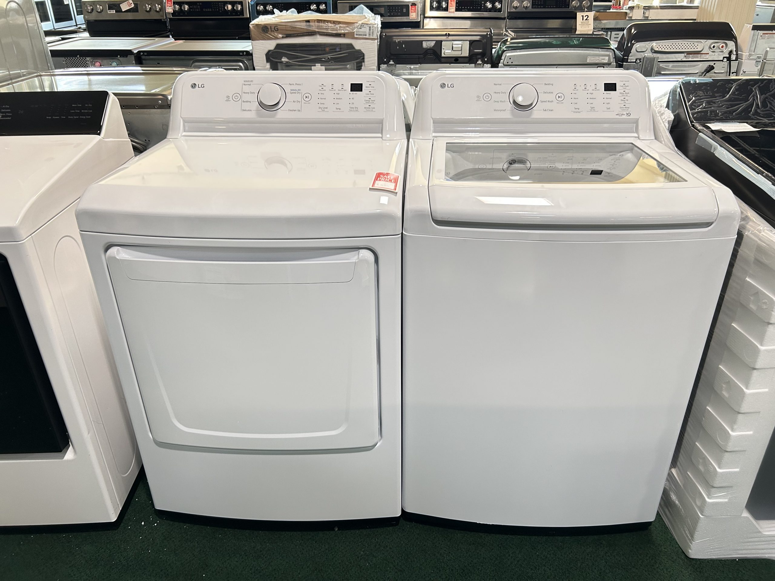 Package - LG - 4.3 Cu. Ft. High-Efficiency Top Load Washer with TurboDrum Technology and 7.3 Cu. Ft. Electric Dryer with Sensor Dry - White