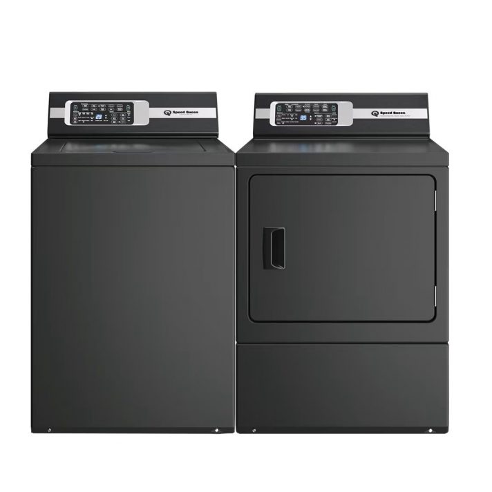 Speed Queen 3.2 Cu. Ft. Top Load Washer and 7 Cu. Ft. Electric Dryer Laundry Pair in Matte Black