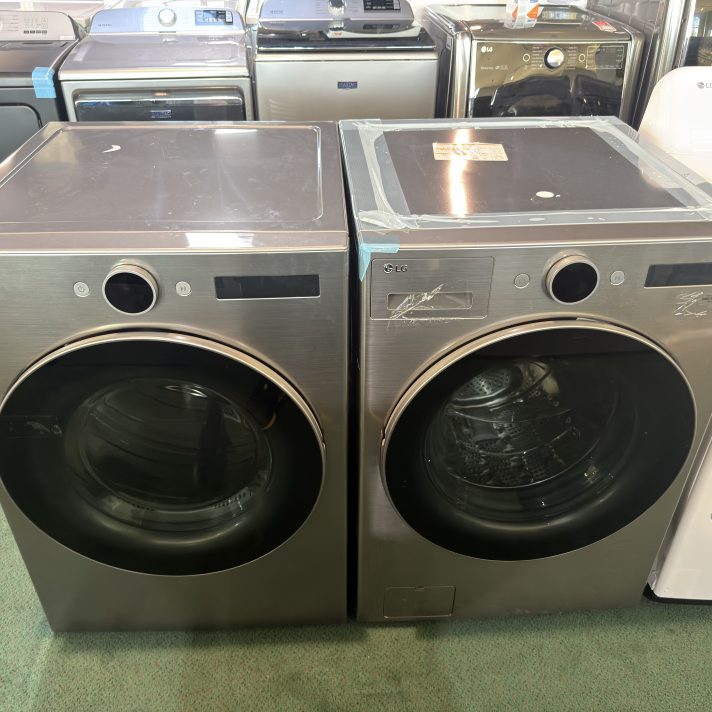 Package - LG - 4.5 Cu. Ft. High-Efficiency Stackable Smart Front Load Washer with Steam and TurboWash 360 and 7.4 Cu. Ft. Stackable Smart Electric Dryer with Steam and Sensor Dry - Graphite Steel