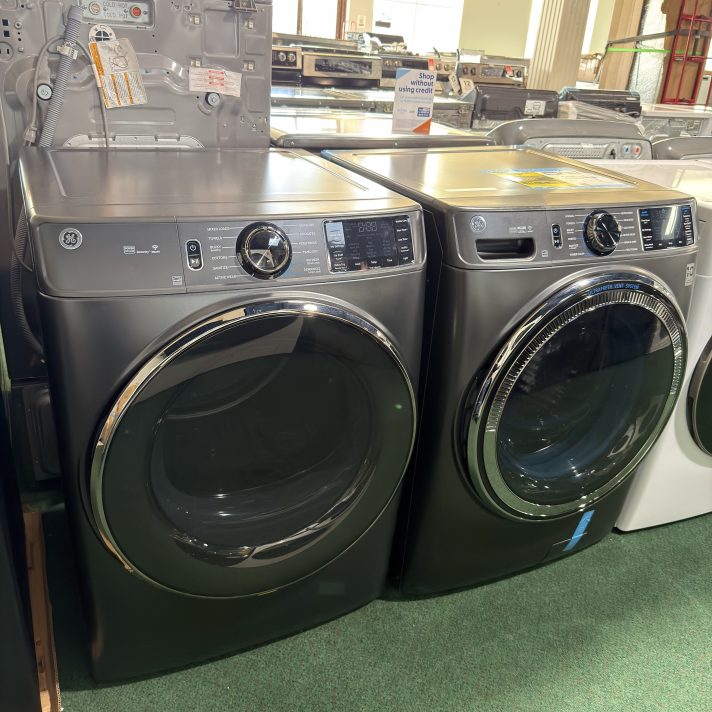 Package - GE - 5.0 Cu. Ft. Stackable Smart Front Load Washer with Steam, SmartDispense and Odorblock Ultra Fresh Vent System and 7.8 Cu. Ft. Stackable Smart Electric Dryer with Steam - Carbon Graphite