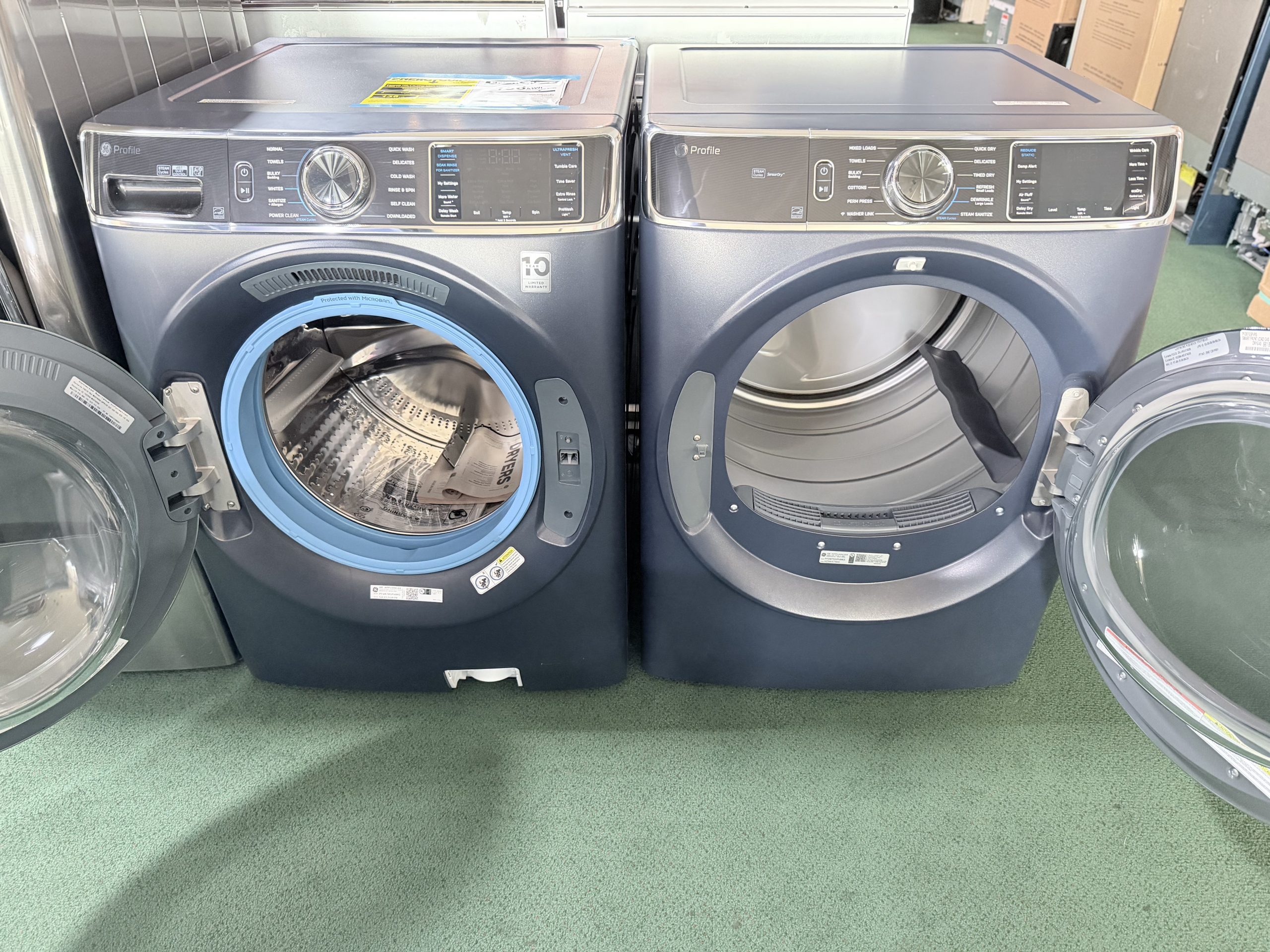 Package* GE Profile Side-by-Side Front Load Washer and Gas Dryer in Sapphire Blue - Image 2