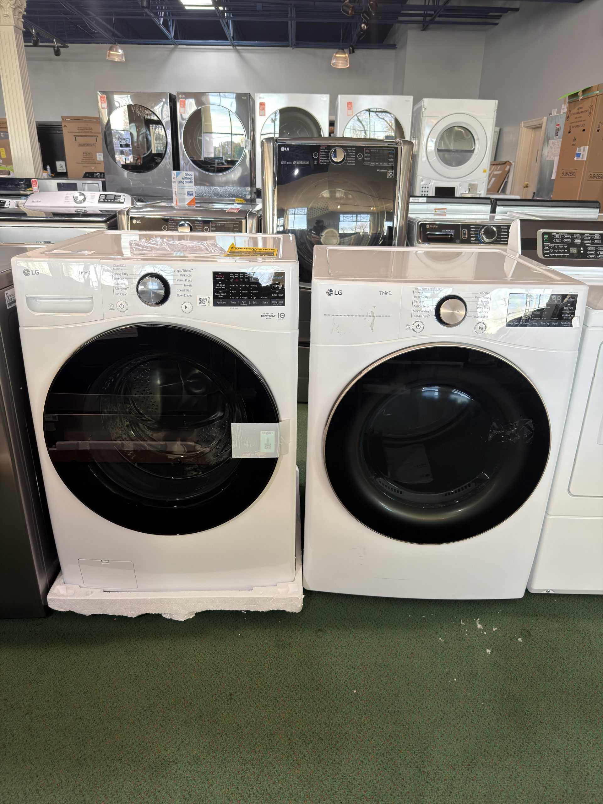 Package - LG - 4.5 Cu. Ft. High-Efficiency Stackable Smart Front Load Washer with Steam and Built-In Intelligence and 7.4 Cu. Ft. Stackable Smart Electric Dryer with Steam and Built-In Intelligence - White