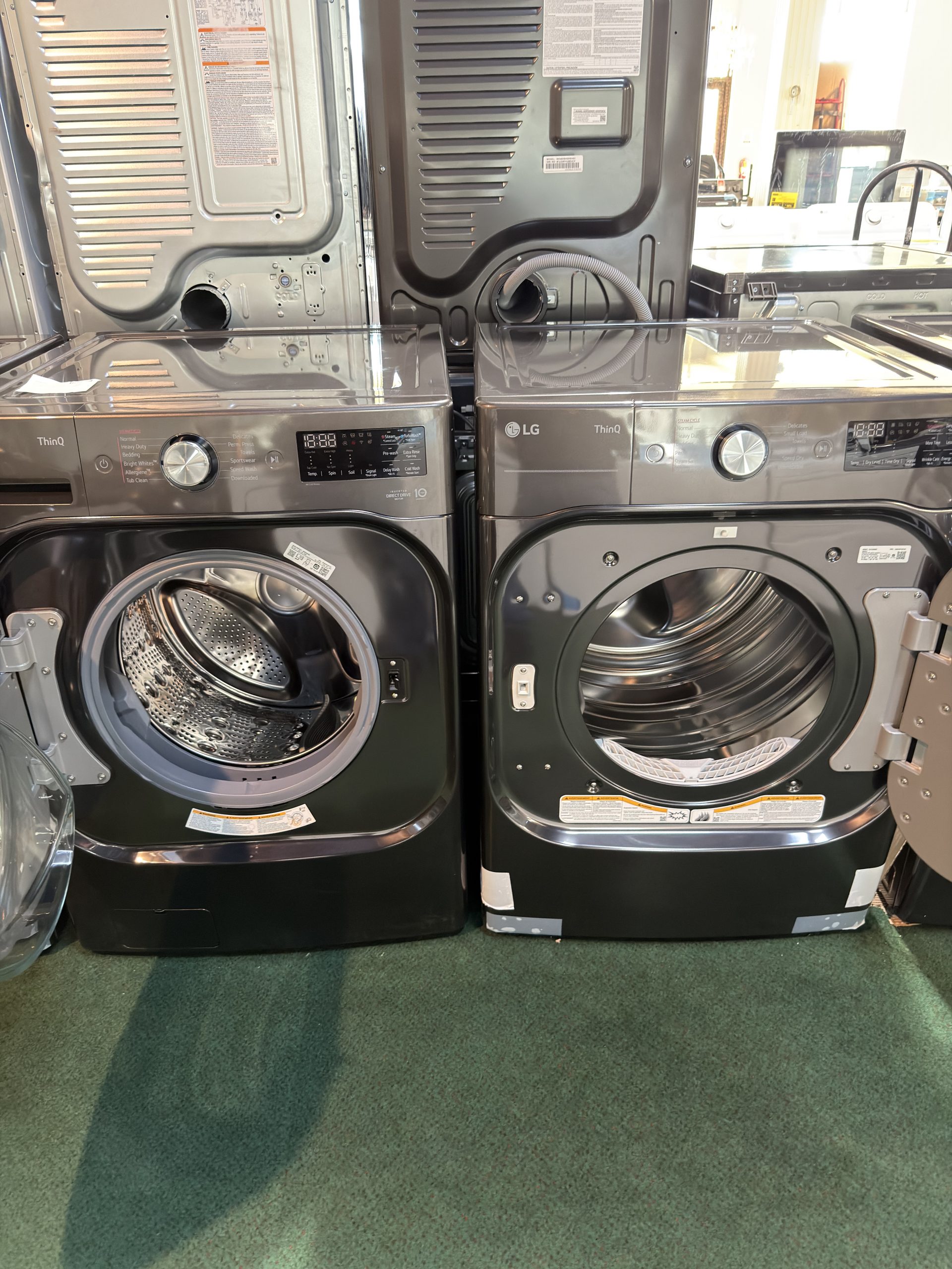 Package - LG - 5.2 Cu. Ft. High-Efficiency Stackable Smart Front Load Washer with Steam and TurboWash and 9.0 Cu. Ft. Stackable Smart Electric Dryer with Steam and Built-In Intelligence - Black Steel - Image 2